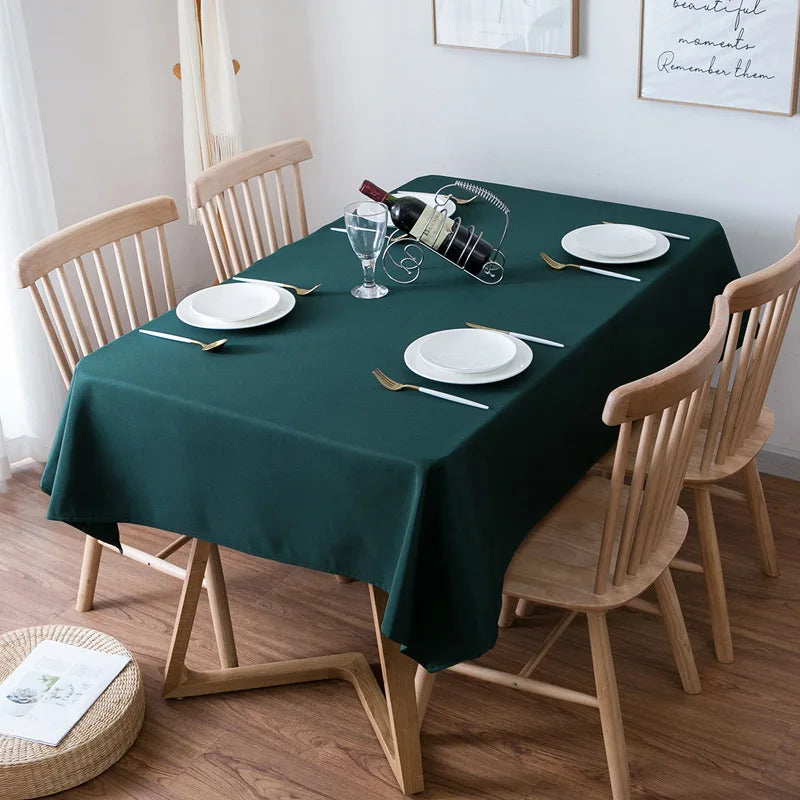 nappe vert foncé unie polyester table moderne réutilisable lavable machine occasionnelle festive