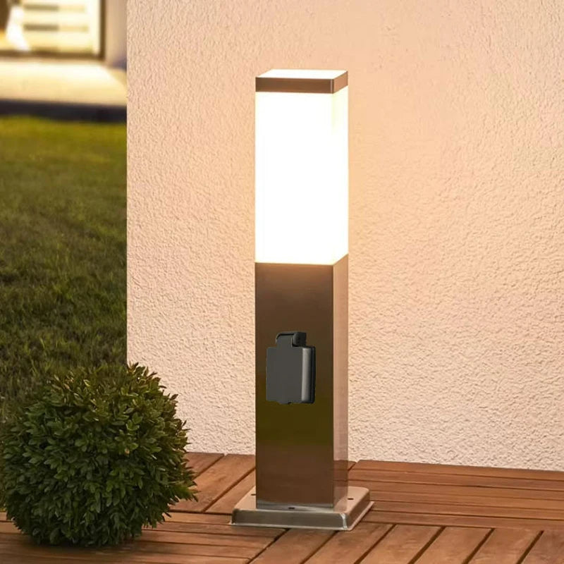 lampe gazon moderne blanc prise électrique industrielle led ip55 inoxydable