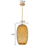 lampe suspendue moderne rustique tissage bambou naturel beige pince lampe