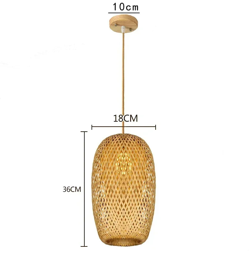lampe suspendue moderne rustique tissage bambou naturel beige pince lampe