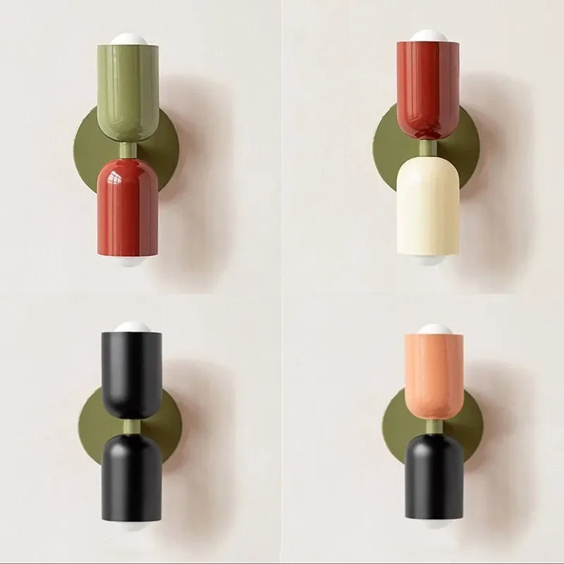 lampe murale moderne rouge vert olive beige deux sources LED flux 60 249V 90