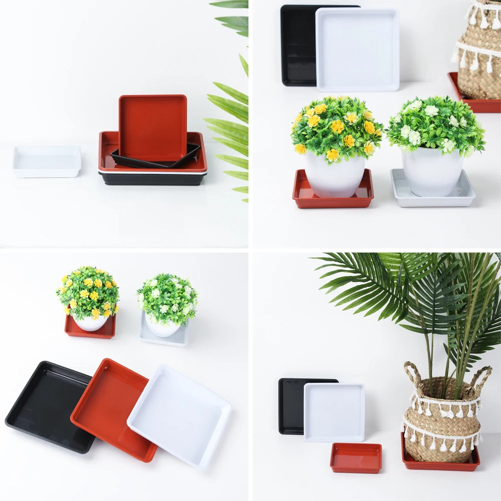 assiettes carrées modernes plastique opaque rouge noir blanc 12x12cm 15x15cm 18x18cm 22x22cm 25x25cm 30x30cm