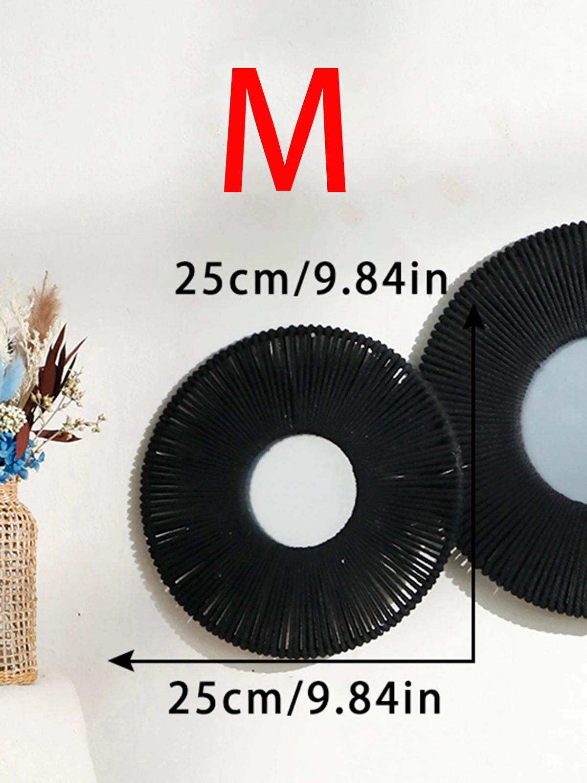 miroir mural rond tressé boho chic couleur beige noir blanc deco chambre salon