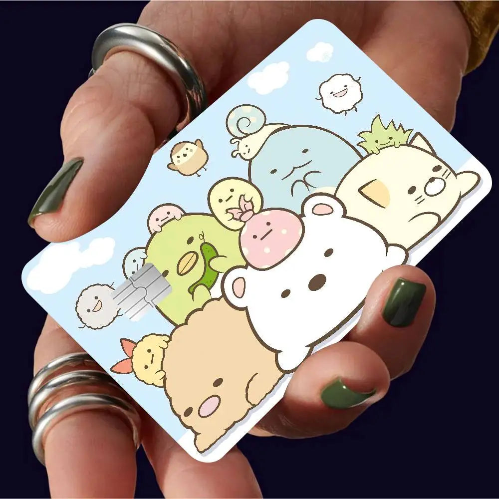 adhésifs décoratifs cartes bancaires dessin animé personnages mignons accessoires beige rose bleu vert marron
