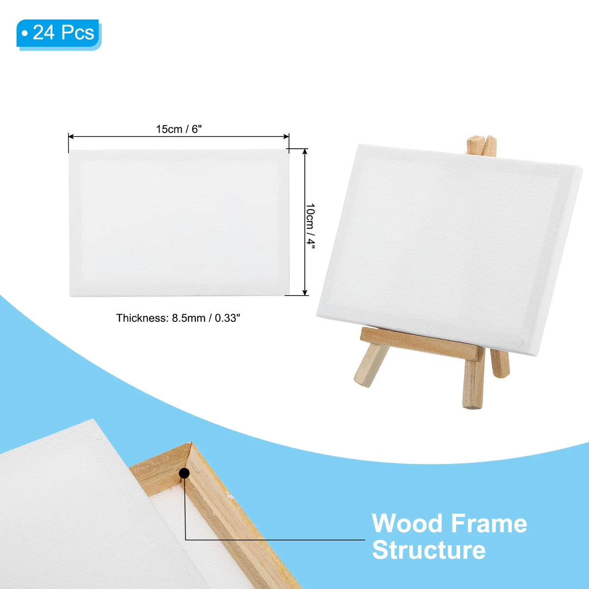 toile d'art blanc minimaliste triple enduit chevalet bois mini tableau palette peinture set débutant