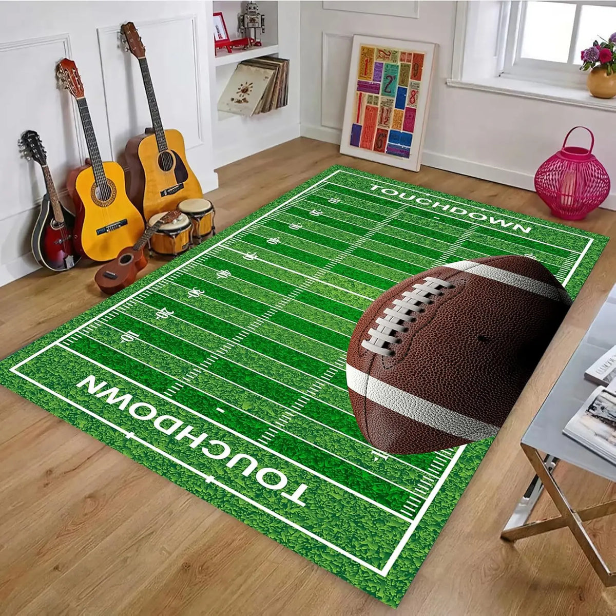 tapis sol décoratif motif terrain basket football sport moderne chambre salon maison