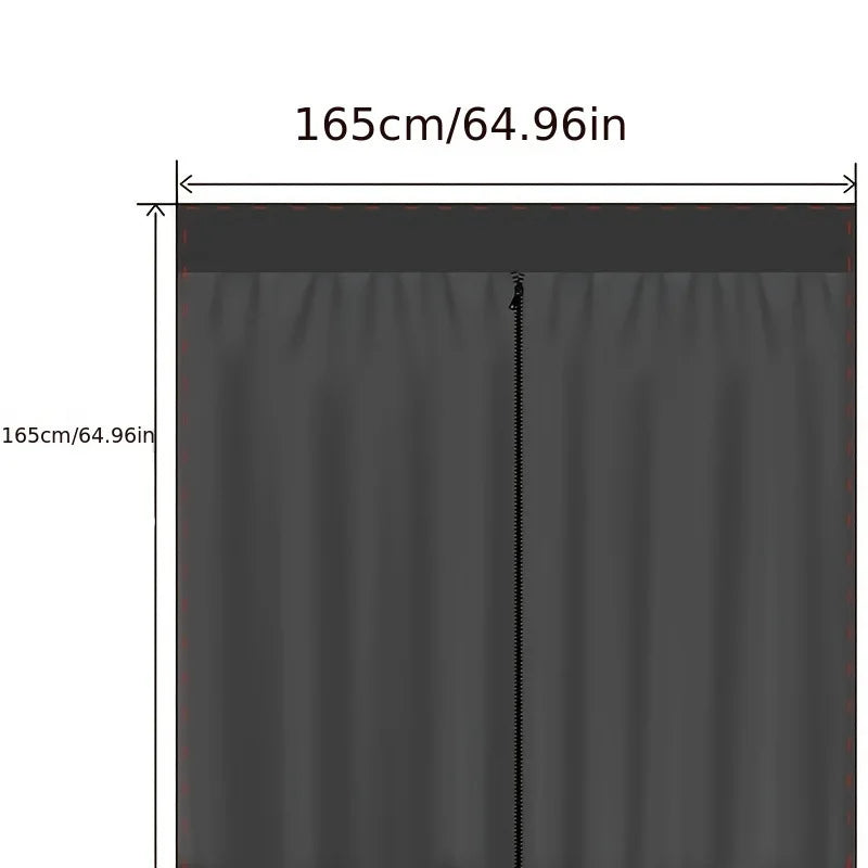 rideau porte véhicule noir maille fine semi transparent moderne clips adhésif 165cm 165cm