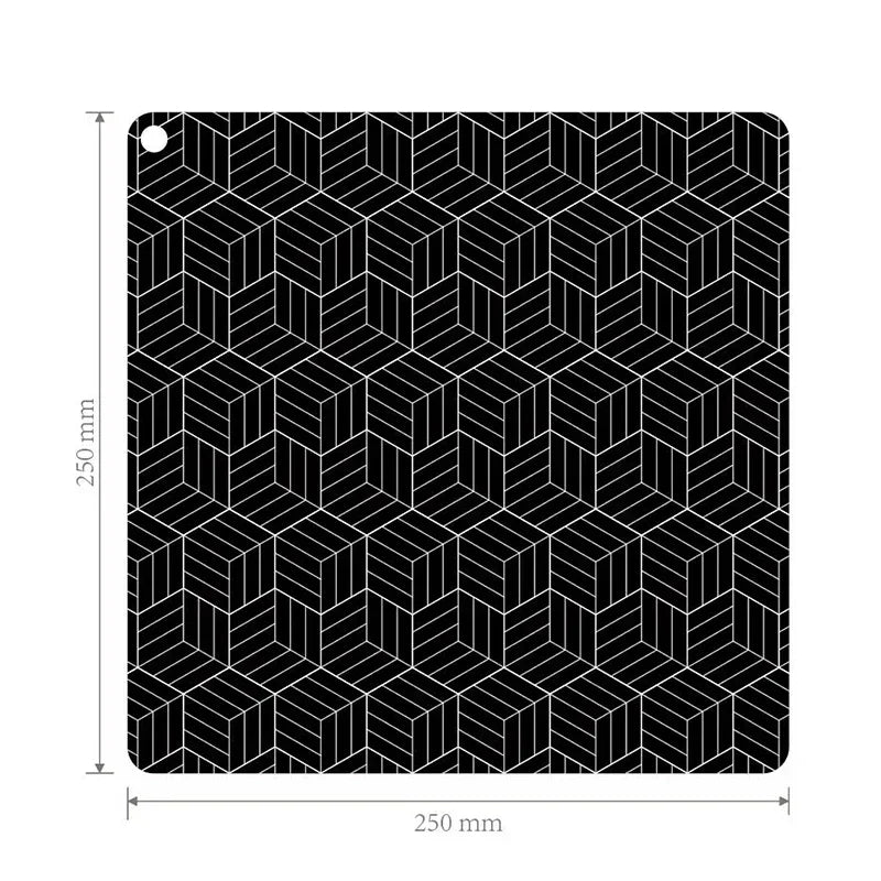 tapis protection silicone moderne noir blanc motif géométrique respectueux environnement induction kitchen countertop