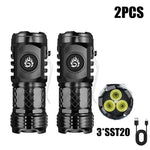 lampe torche rechargeable led 1000lm noir clip étanche 18350 compact usb emergency camping