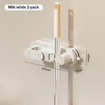 porte balai mural moderne clips fixation balai poignée brosse papier toilette gris beige blanc
