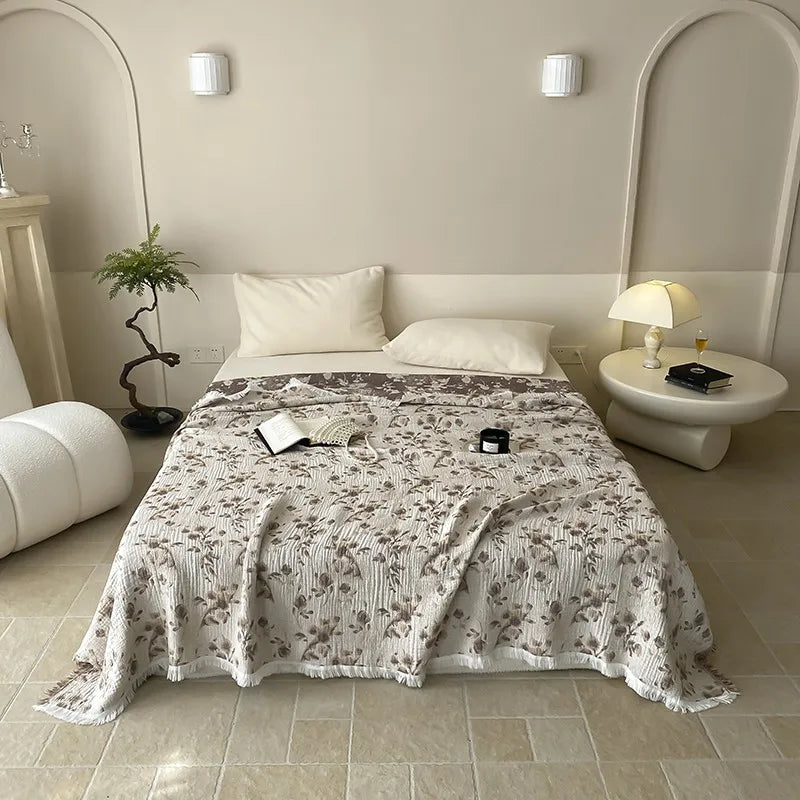 couverture coton imprimée fleurs motif floral moderne literie bébé adultesversible douce
