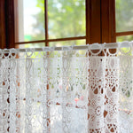 rideau blanc brodé dentelle fleur vintage translucide fenêtre maison polyester
