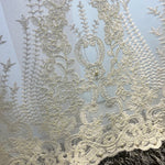 rideau tulle blanc transparent broderie florale classique salon chambre fenêtre maison