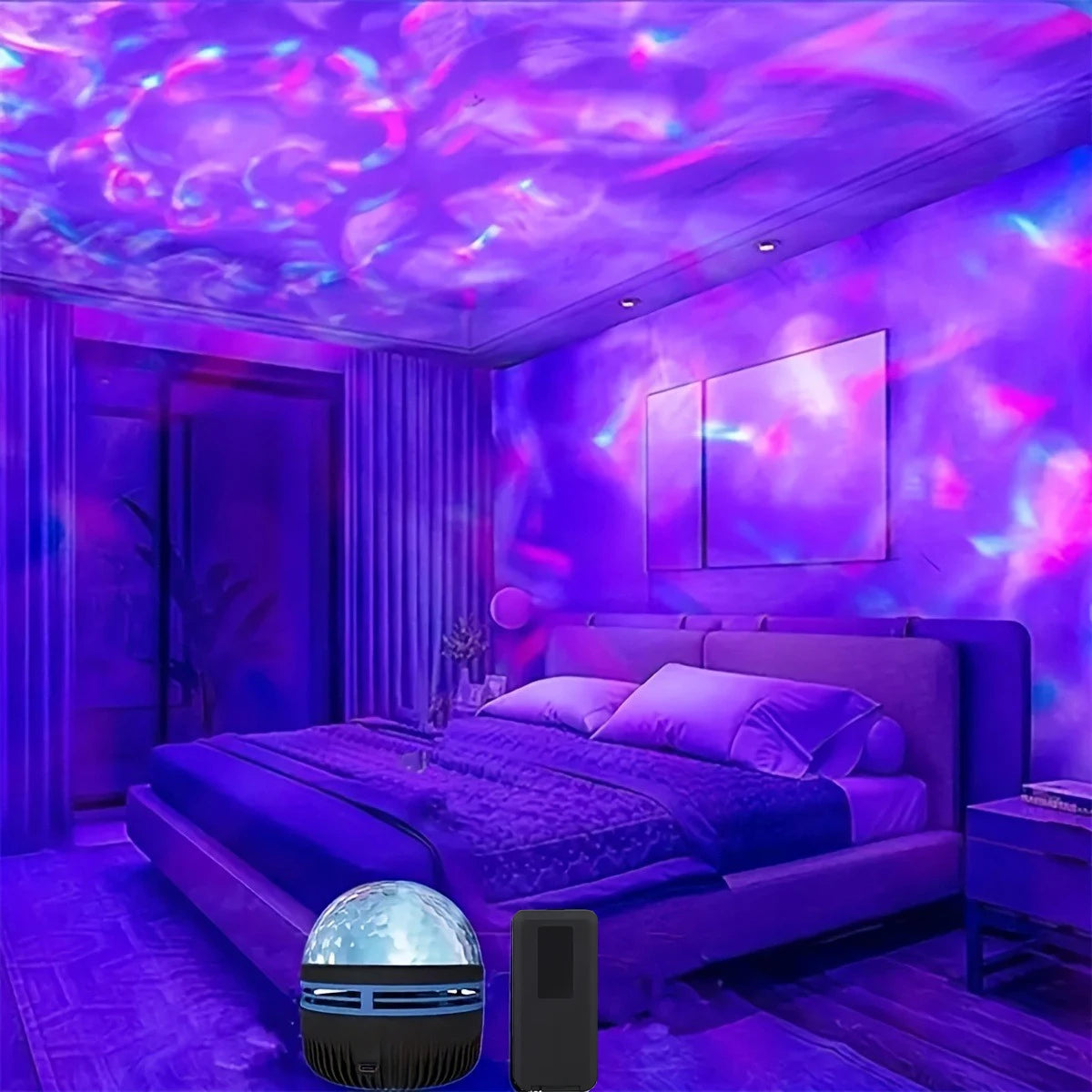 projecteur led nuages étoiles moderne noir bleu violet rose vert blanc télécommande chambre nuit