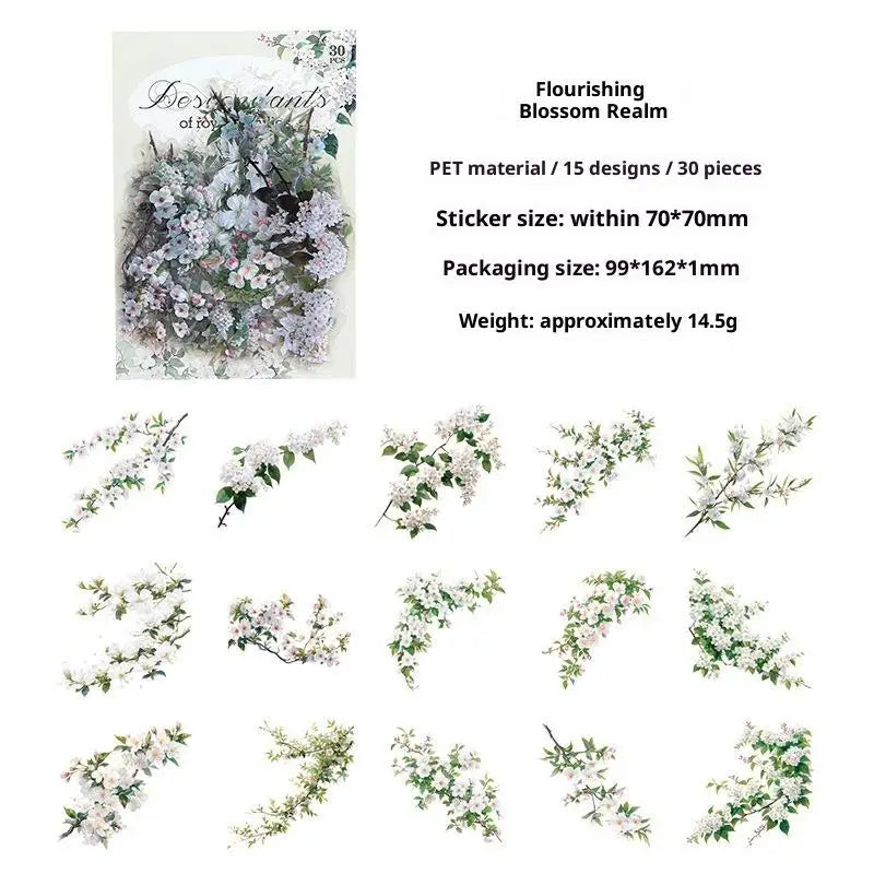 décorations florales vintage adhésives fleurs motifs floraux divers opaques romantiques set 30 pièces
