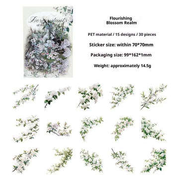 décorations florales vintage adhésives fleurs motifs floraux divers opaques romantiques set 30 pièces