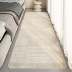 tapis moderne rayures horizontales beige gris antidérapant lavable salon chambre porte entrée