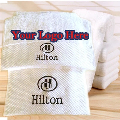 Serviette de bain brodée personnalisée 100% coton blanc