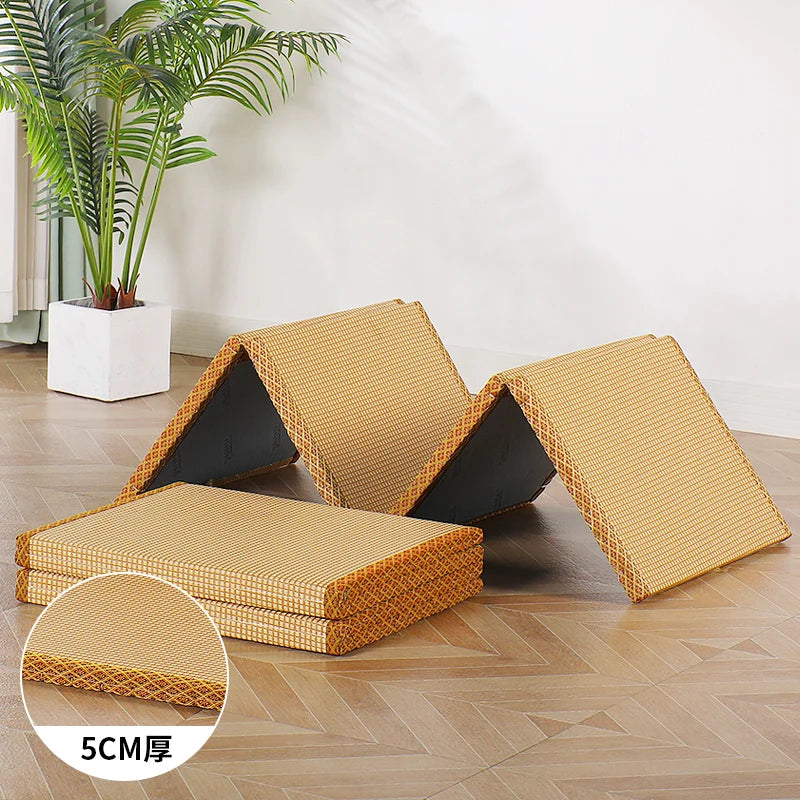 tapis pliable fibre noix coco beige moderne texture paille minimaliste respirant polyvalent support sieste