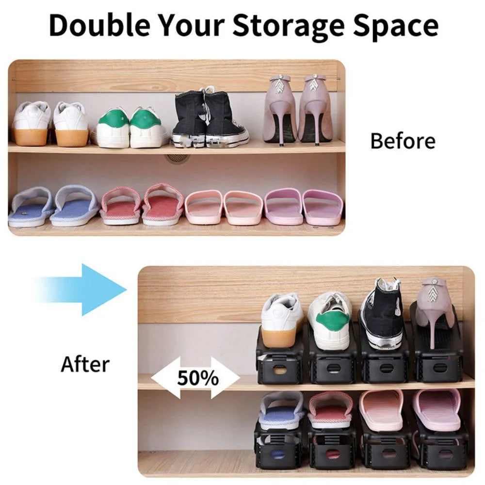 support chaussures pliable noir clips moderne niveaux ajustement 20 pièces organisateur placard
