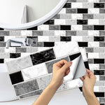 autocollants muraux marbrés modernes résistants l'eau 15cm 30cm noir blanc gris chambre salon