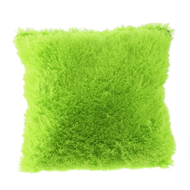 coussins decoratifs poilus duveteux lavables moderne rose vif rouge vert foncé blanc turquoise orange