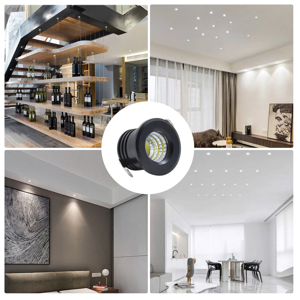 Spot LED 3W Noir Blanc Or Moderne Adhésif 220V LED Driver