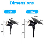 projecteur solaire led 10w 3w rgb noir moderne étanche ip65extérieur jardin cour chemin