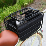 panier vélo acier noir jaune urbain cage tissu texturé pratique animaux commuting touring