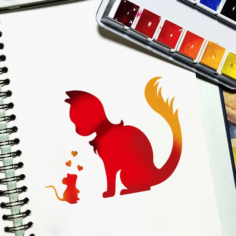 stencils animaux stylisés vert minimaliste adhésifs 10cm set décoration peinture mur chambre enfants