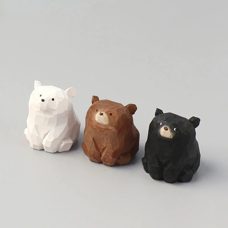 figurines ours géométriques blanc marron noir minimaliste moderne salon