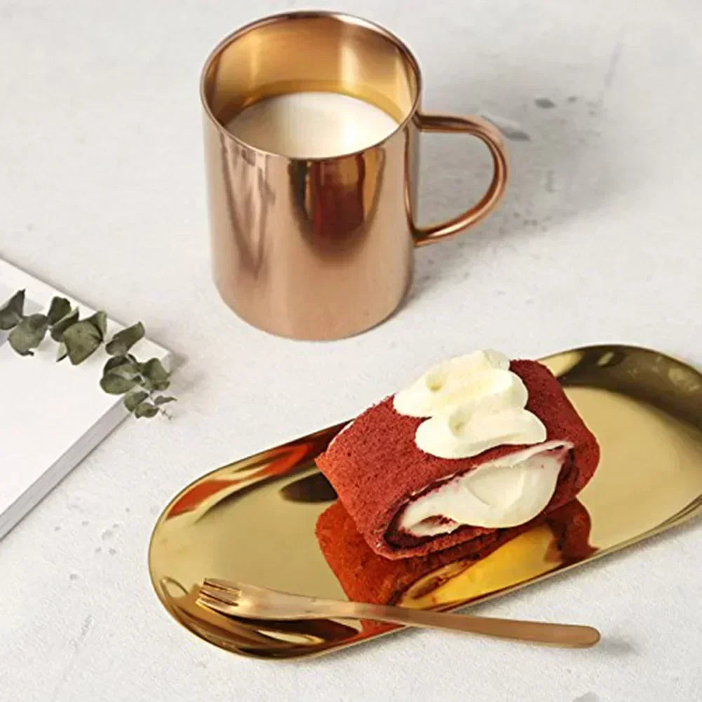 assiettes ovales dorées moderne plateaux rangement minimalistes lisses brillants 18cm 23cm 30cm