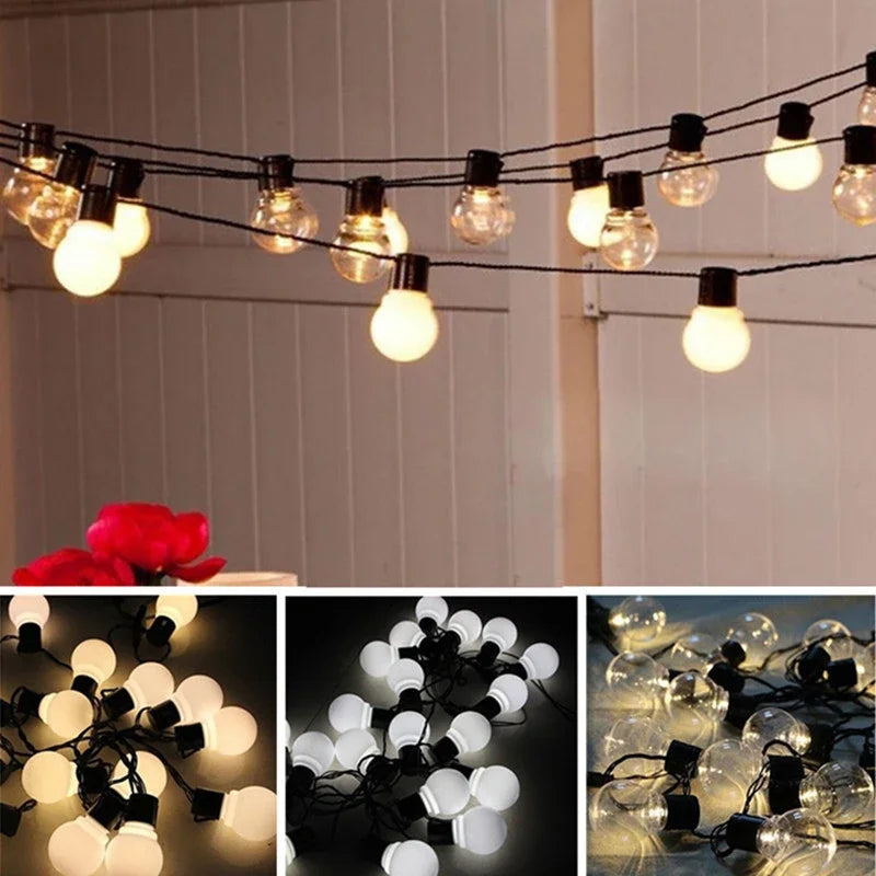 guirlande lumineuse solaire moderne 38 ampoules blanc translucide 12mètresextérieur festive