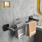 porte serviettes mural moderne aluminium gris lisse auto salle bain sans perforetion étageries