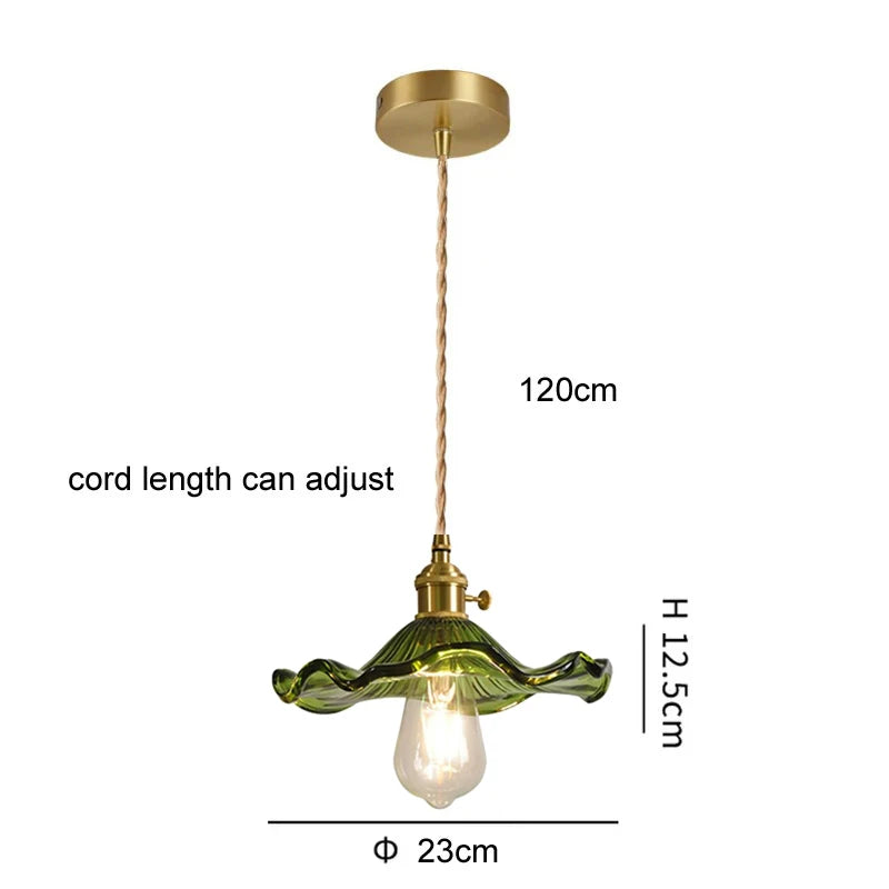 lustre suspendu vintage verre coloré tulipe filaments ampoule salon chambre
