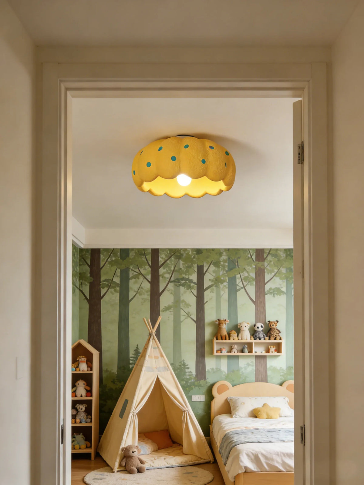 lampe moderne jaune points bleus enfant douce chaleur toucher réglable