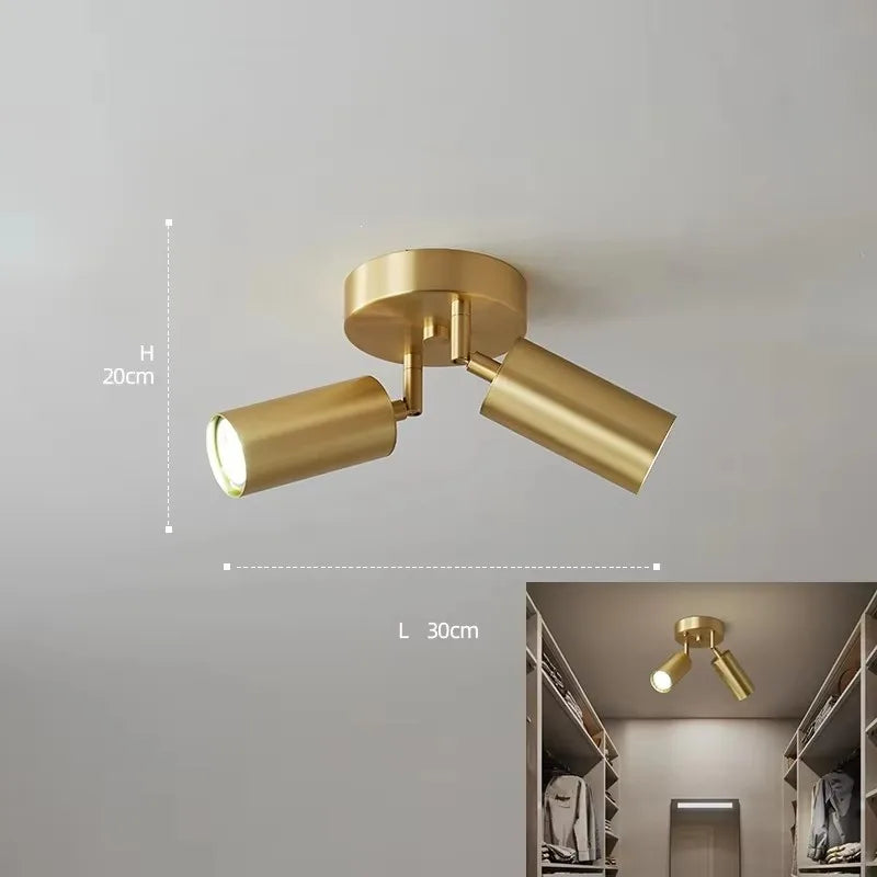 Spot LED moderne or noir conique montage surface deux sources lumineuses
