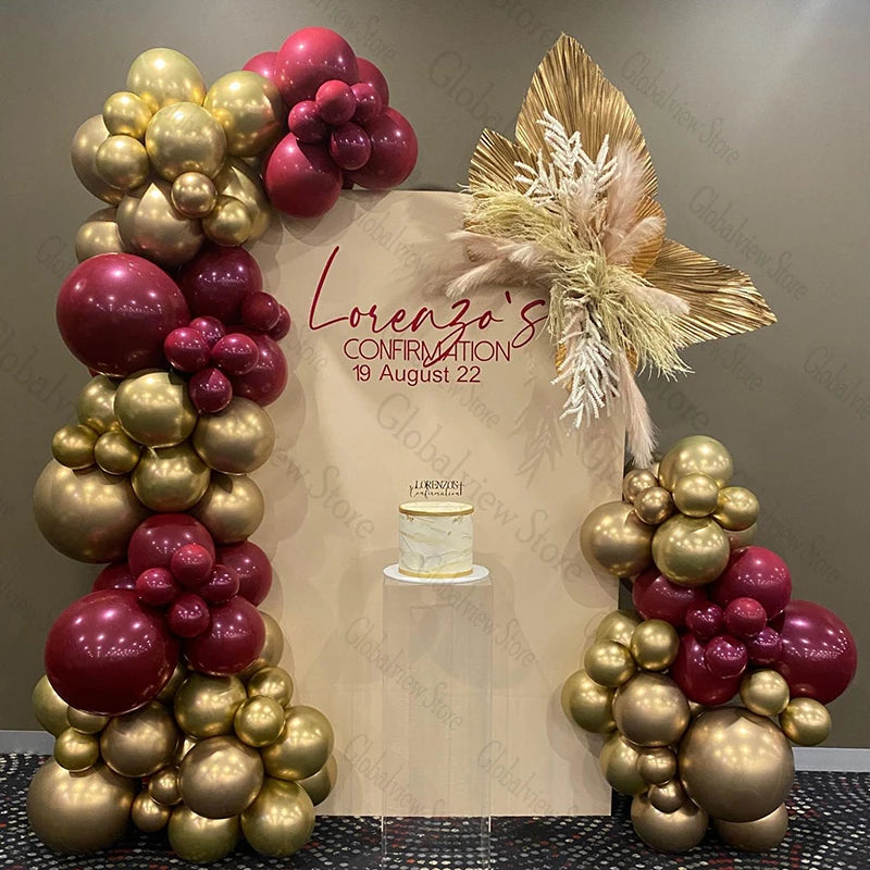 Kit de ballons anniversaire 30 ans bordeaux or