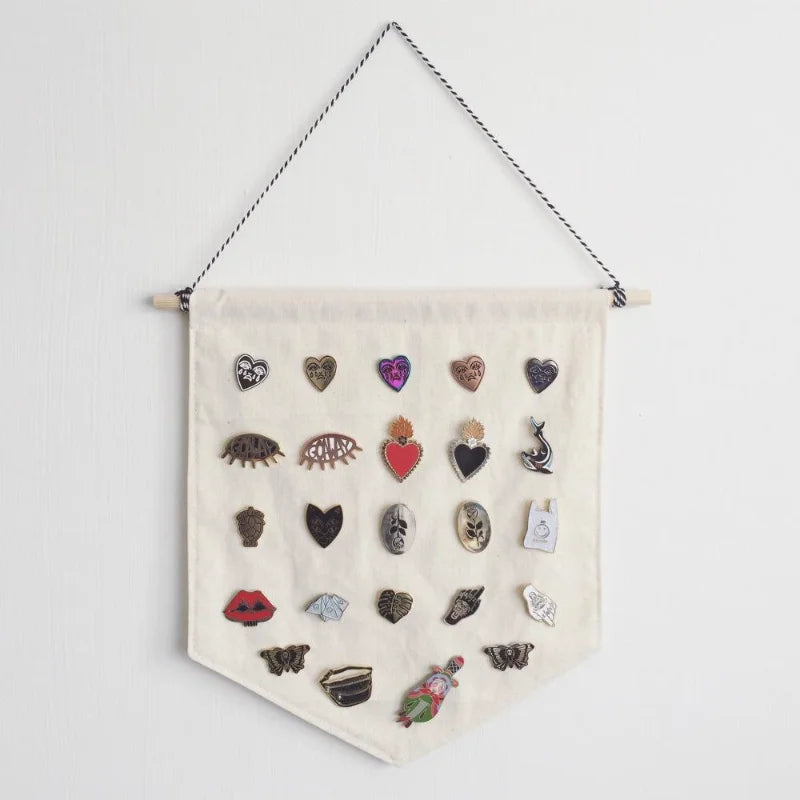 foulard moderne imprimé broches blanc tringle fixations 30cm 27.5cm