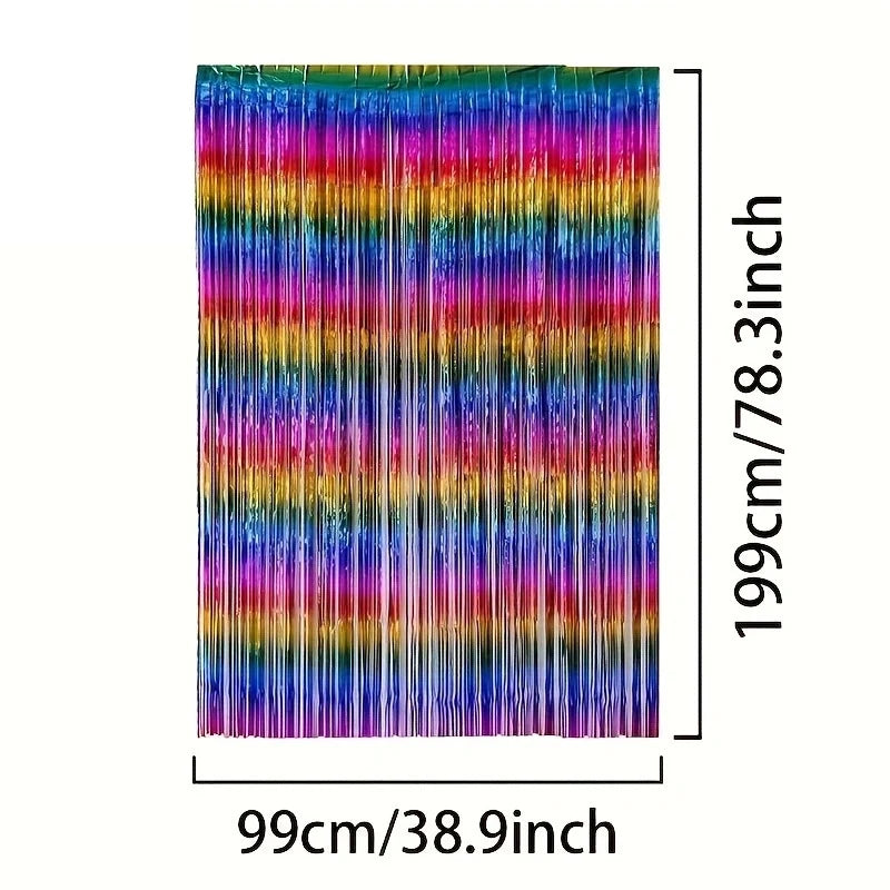 rideau decoratif franges arc ciel metallise semi transparent festif 99cm 199cm