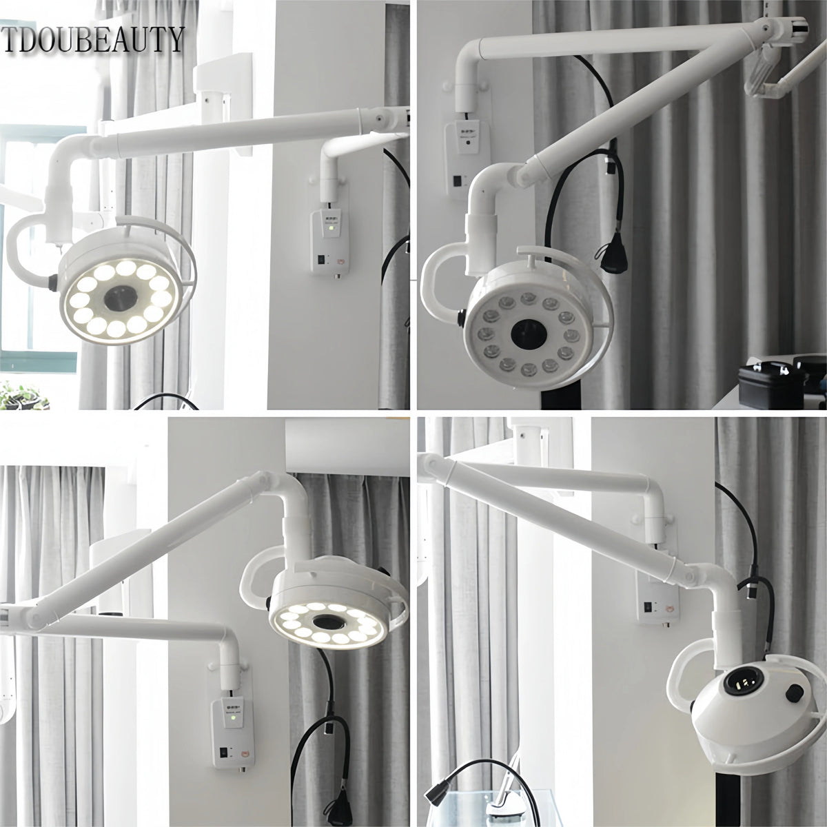 lampe chirurgicale led moderne blanc fixée tringle usage clinique interrupteur indicateur