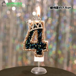 bougies anniversaire décoratives noir doré strass brillantes chiffre festives gâteau