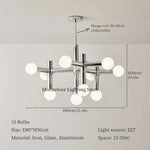 Chandeliers suspendus modernes 10 13 ampoules LED argentées lumière blanche minimaliste