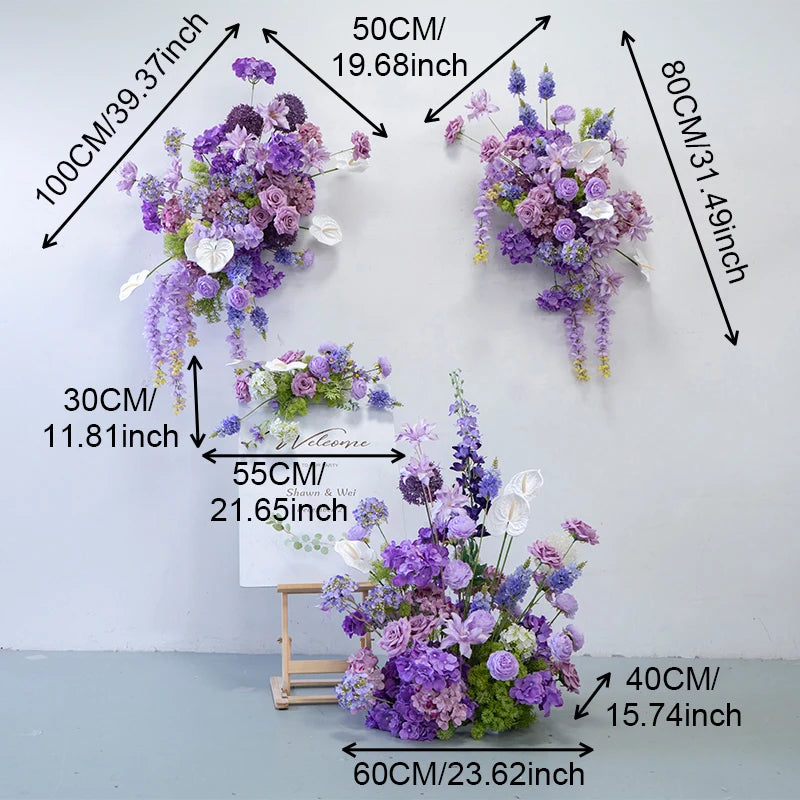 bouquet fleurs artificielles violettes blanches modernes décoration intérieure soie élégante mariage anniversaire