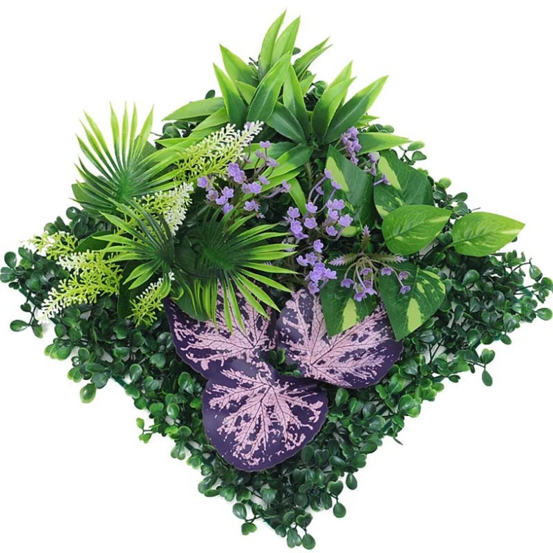 panneau mural plantes artificielles herbe verte fleurs blanches décoration jardin extérieur mur extérieur décoratif