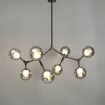 suspension lumineuse moderne scandinave noir sphères translucides ampoules led branchettes structure métallique