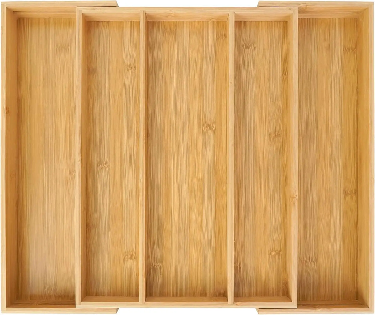 organisateur tiroir cuisine bambou réglable vaisselle couteaux fourchettes cuillères pince sel moderne