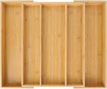 organisateur tiroir cuisine bambou réglable vaisselle couteaux fourchettes cuillères pince sel moderne