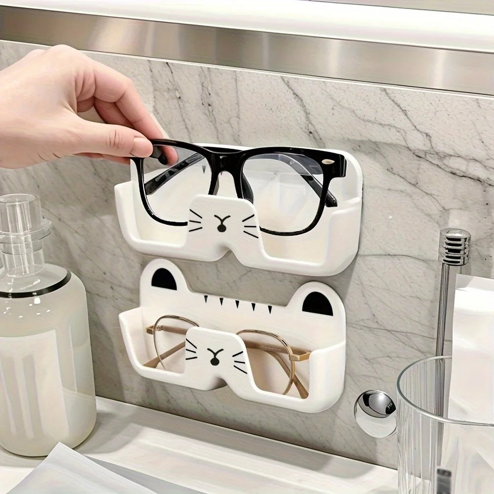 porte lunettes mural chat noir blanc rangement chevet accessoire décoration enfantine mignon fixations murales