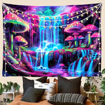 tapisserie fantaisie paysage violet bleu vert rose cascades plantes modernes chambre salon